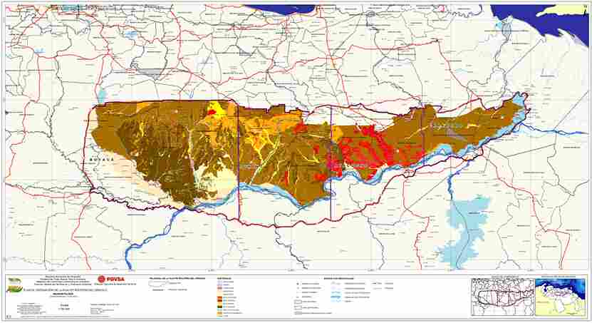 Mapa de geomorfología, relieve y unidades de paisaje en la Faja Petrolífera del Orinoco.
