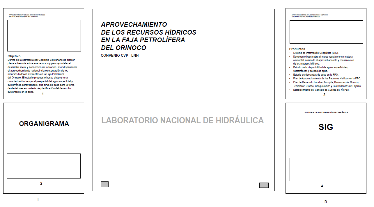 Afiches informativos sobre el estudio de recursos hídricos en la Faja Petrolífera del Orinoco, Convenio CVP-LNH.